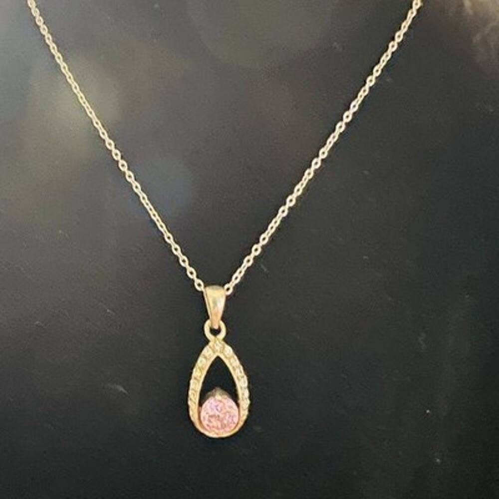 Vintage 925 Silver with Gemstone Pendant Necklace 24 in